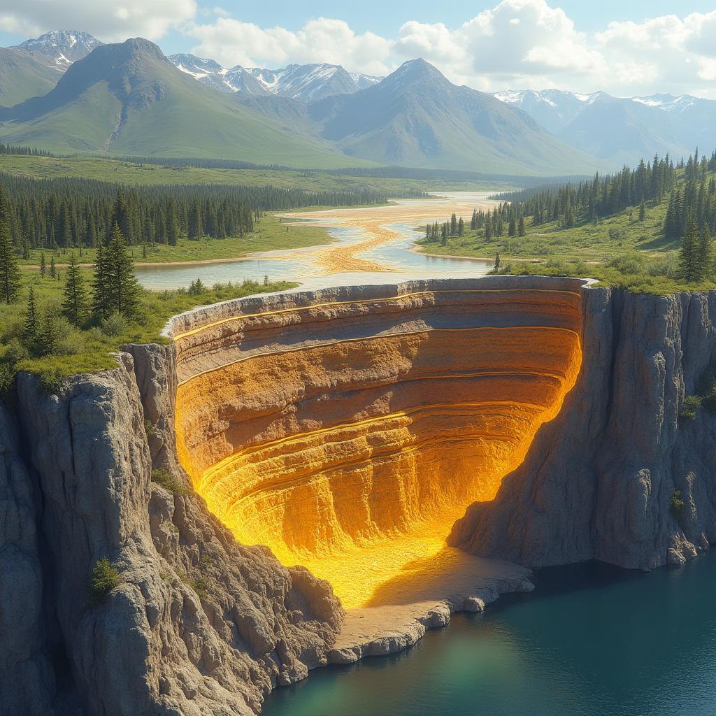 Geological layers and creek systems of the Klondike region