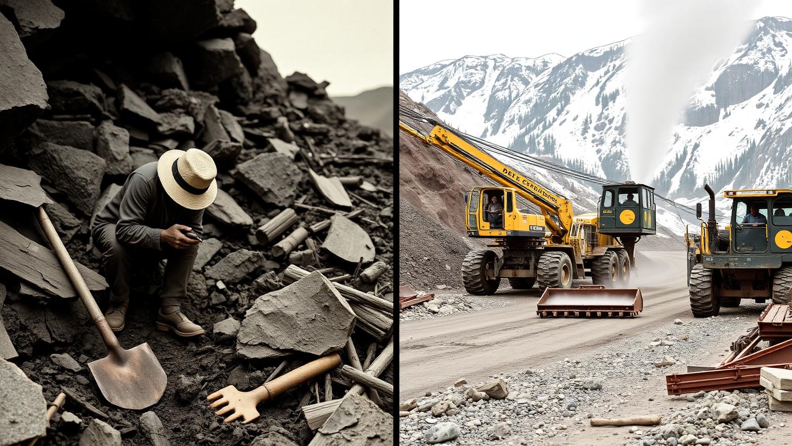 Comparison of historical and modern mining
