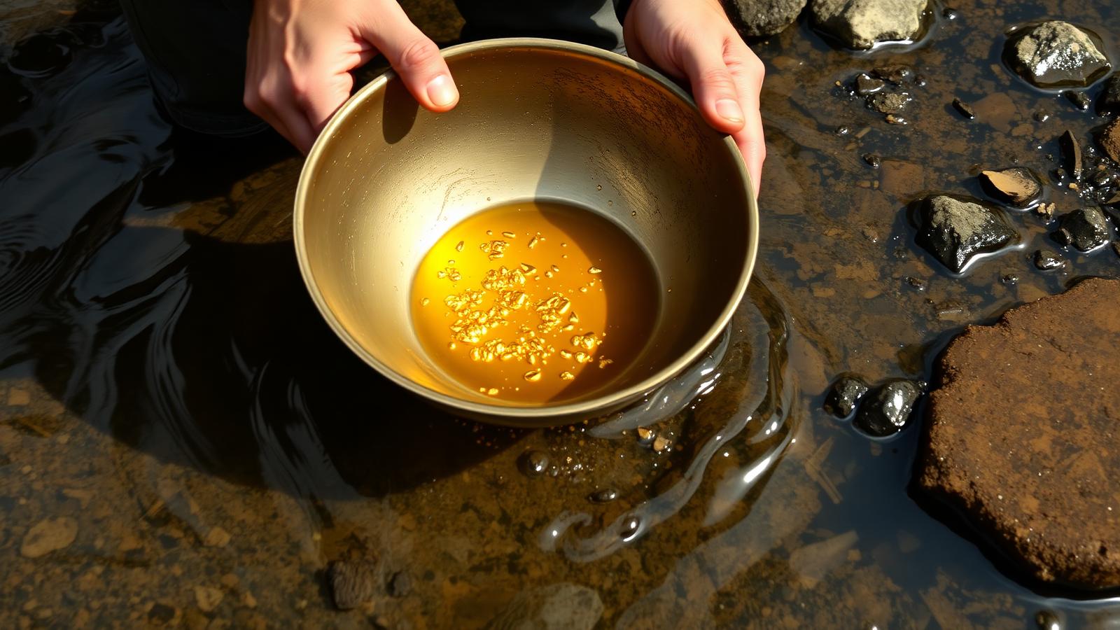 Historic panning and sluicing scene from the Klondike