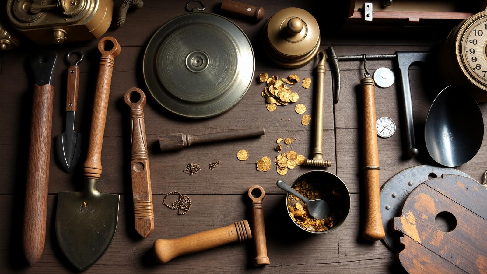 Historic prospector tools and equipment